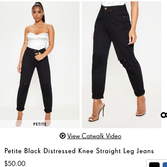 petite black straight leg jeans